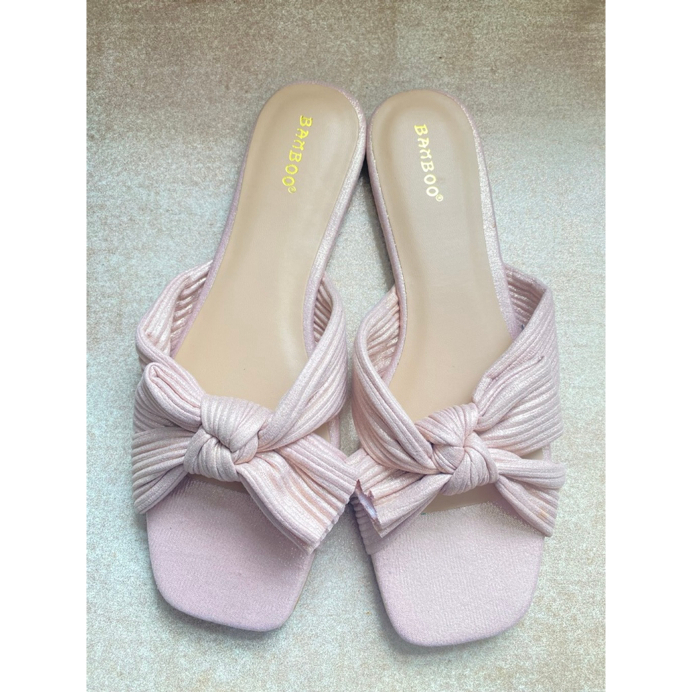 Bamboo‎ Bow Slip-On Sandal Flats Pink Metallic Summer Resort 9 Beach Vaca Summer - Picture 2 of 5